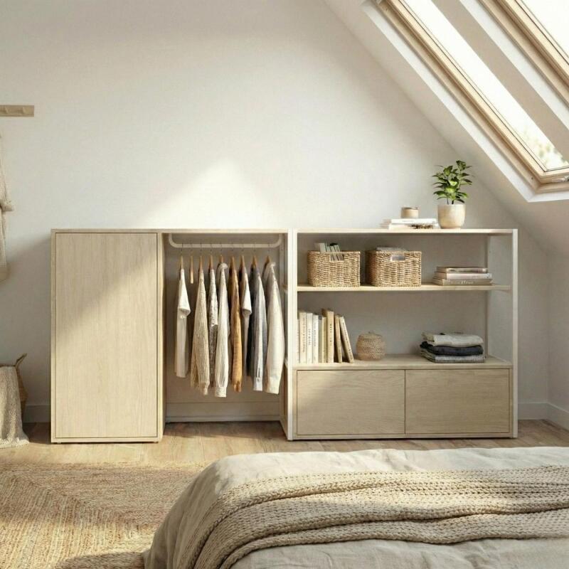 Lot de 2 portants vêtements sous combles modulables 200x85cm