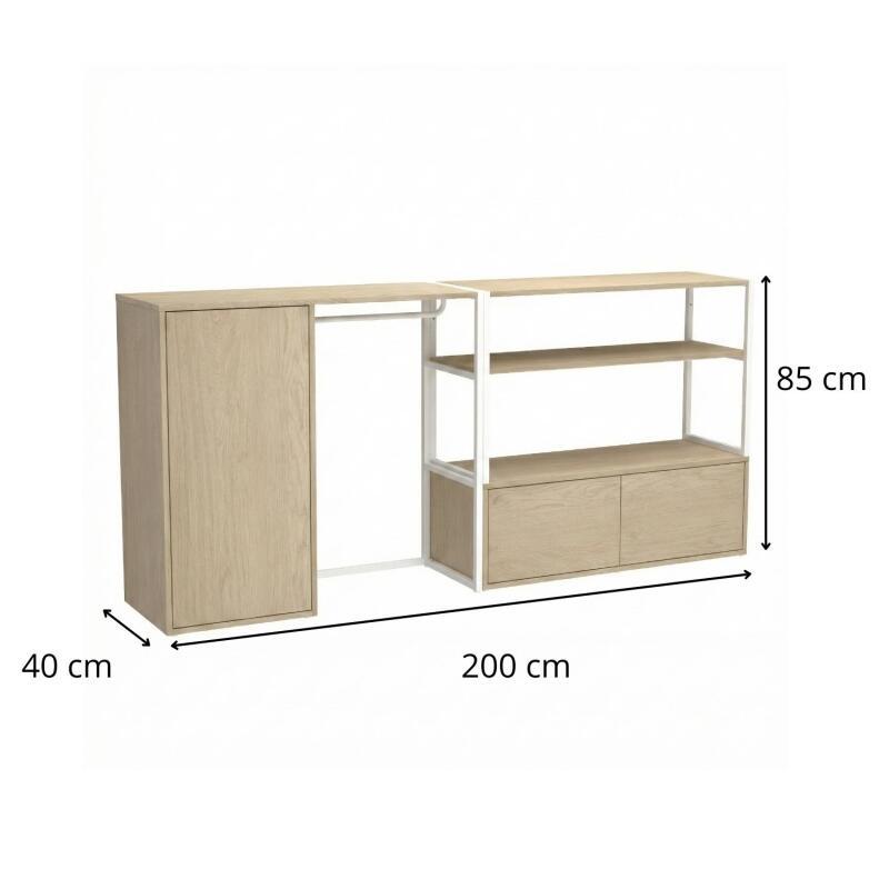 Lot de 2 portants vêtements sous combles modulables 200x85cm