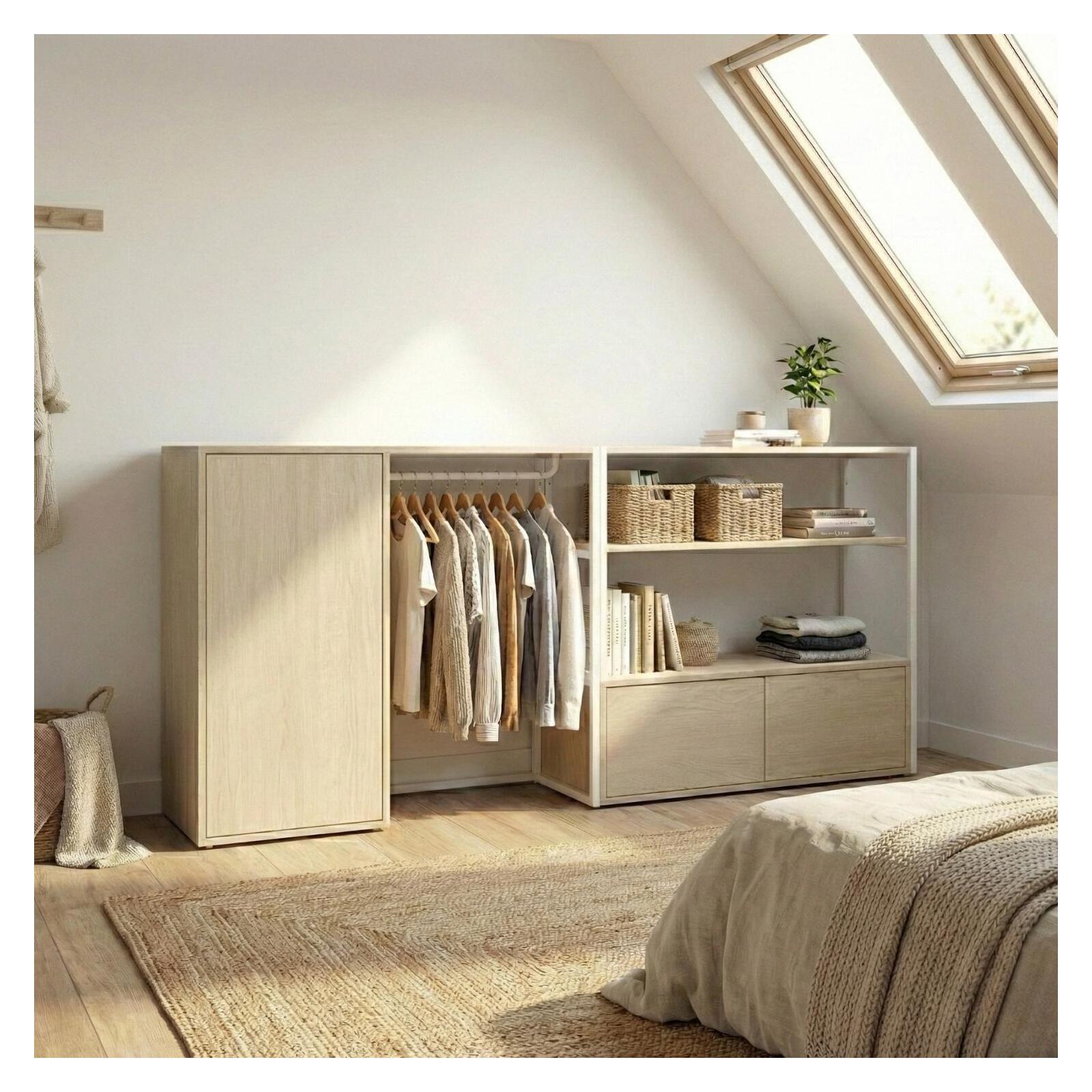 Lot de 2 portants vêtements sous combles modulables 200x85cm