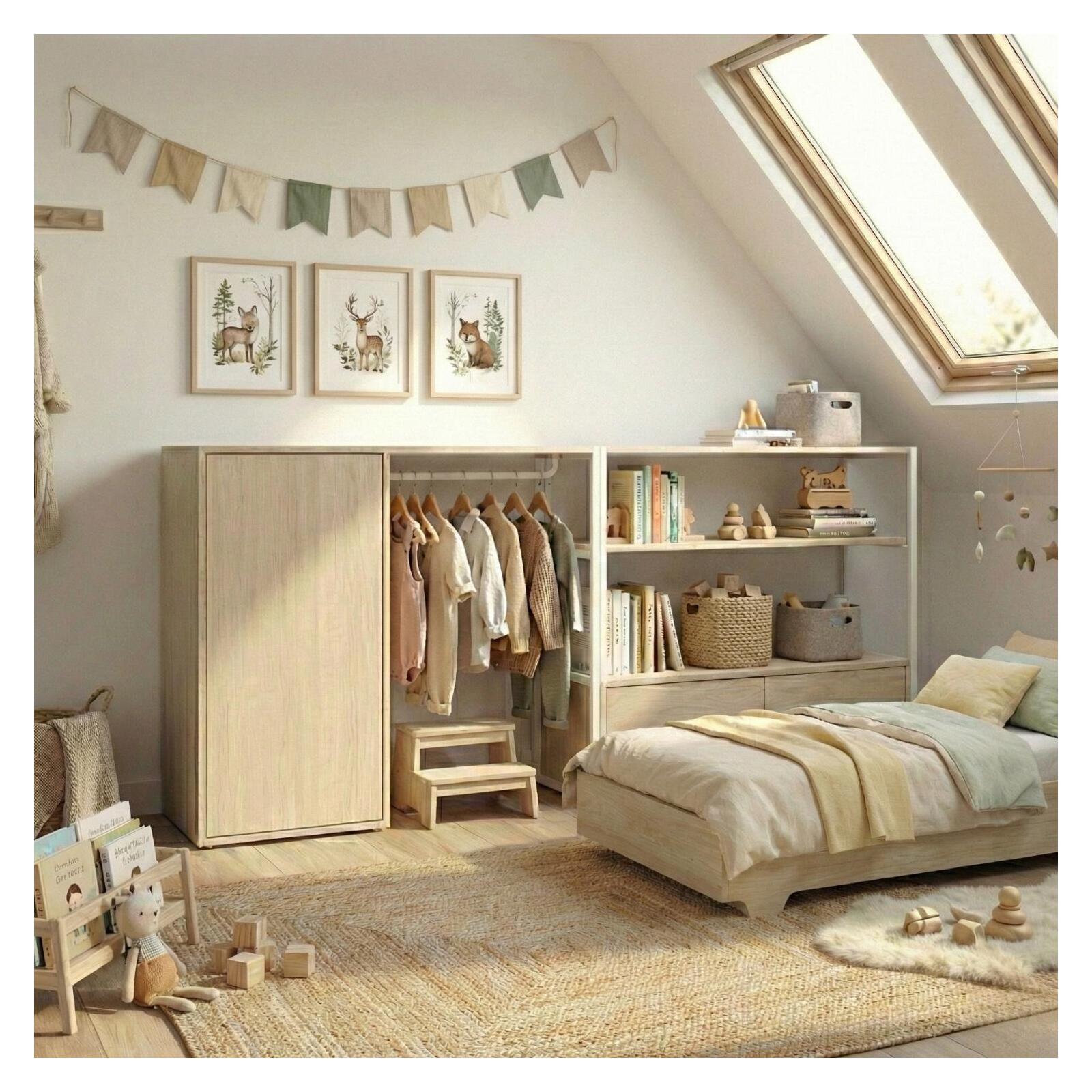 Lot de 2 portants vêtements sous combles modulables 200x85cm