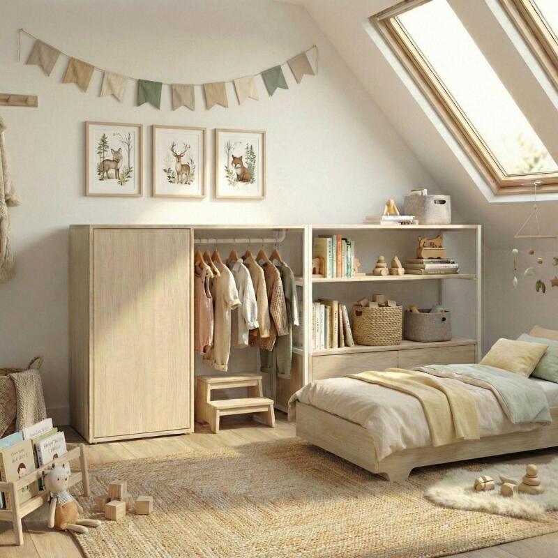 Lot de 2 portants vêtements sous combles modulables 200x85cm