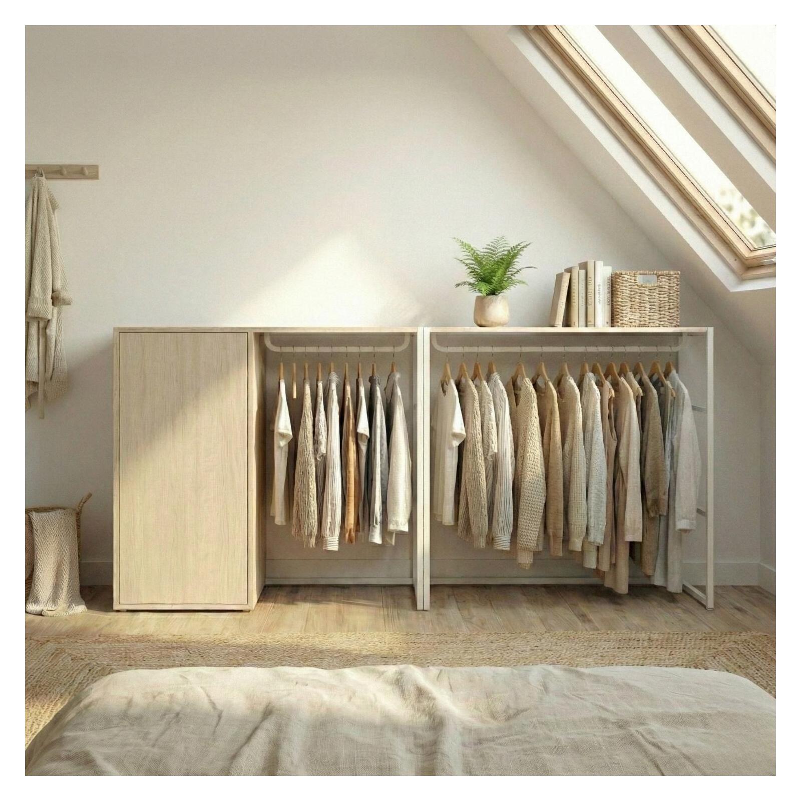 Lot de 2 portants vêtements sous combles modulables 200x85cm