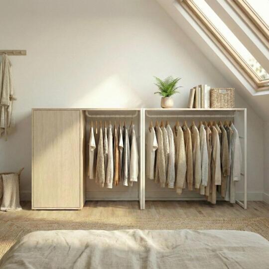 Lot de 2 portants vêtements sous combles modulables 200x85cm