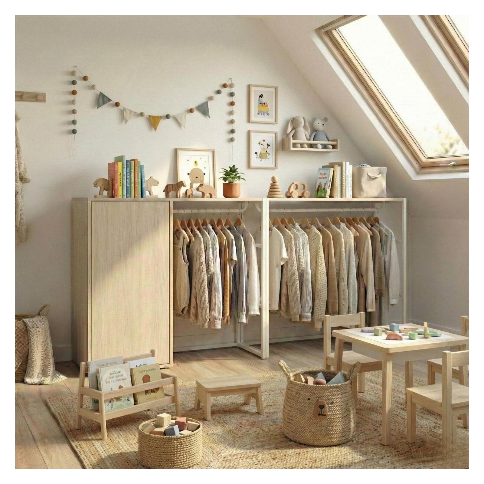 Lot de 2 portants vêtements sous combles modulables 200x85cm