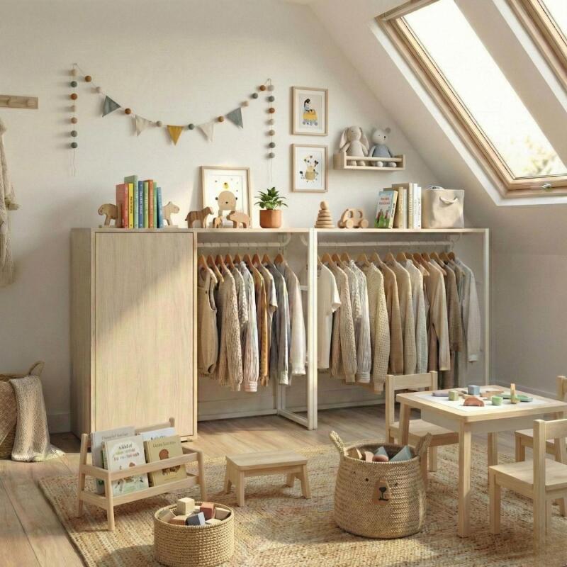 Lot de 2 portants vêtements sous combles modulables 200x85cm