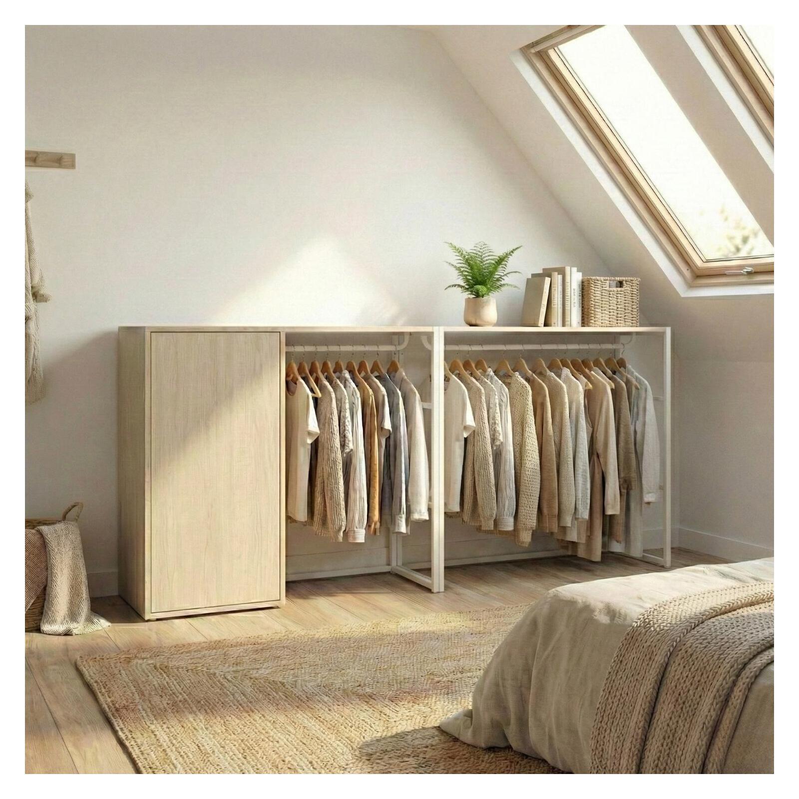 Lot de 2 portants vêtements sous combles modulables 200x85cm