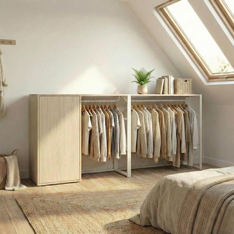 Lot de 2 portants vêtements sous combles modulables 200x85cm