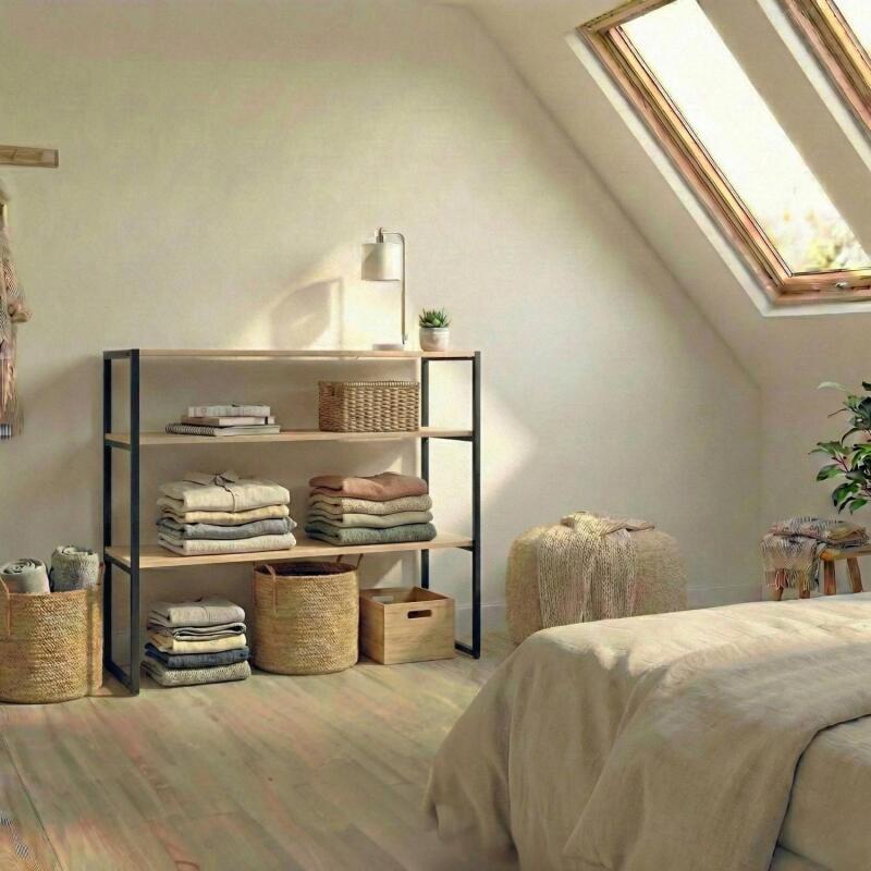 Portant vêtements sous combles étagères 100x85cm