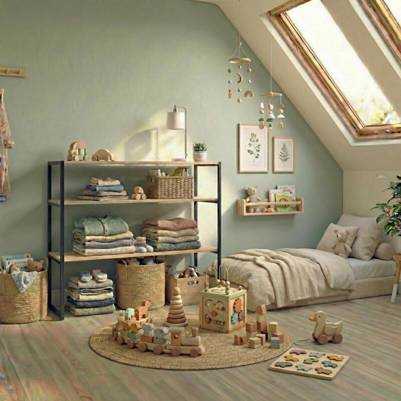 Portant vêtements sous combles étagères 100x85cm