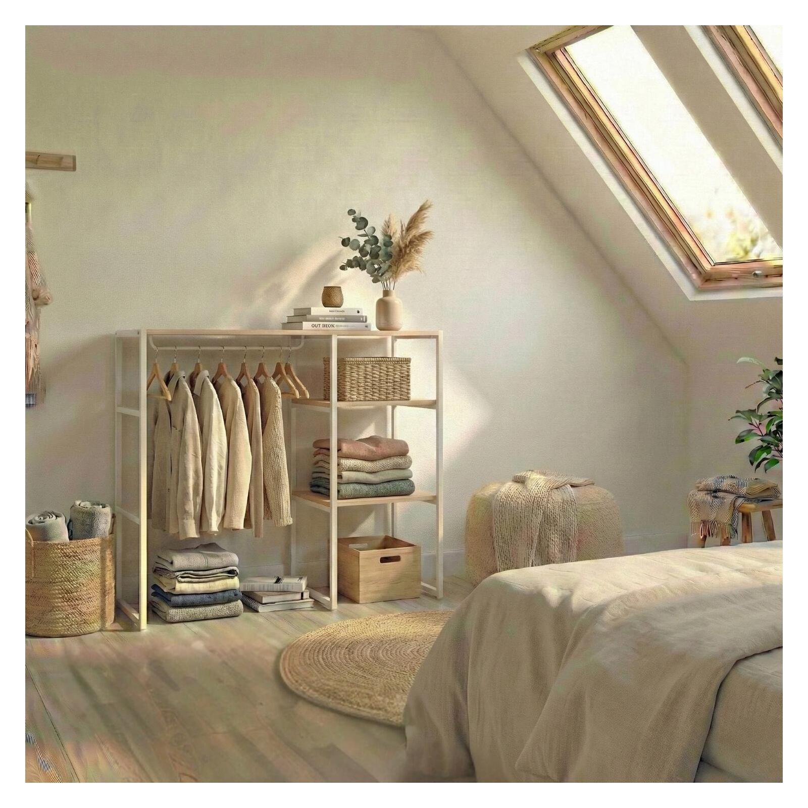 Portant vêtements sous combles penderie et étagères 100x85cm