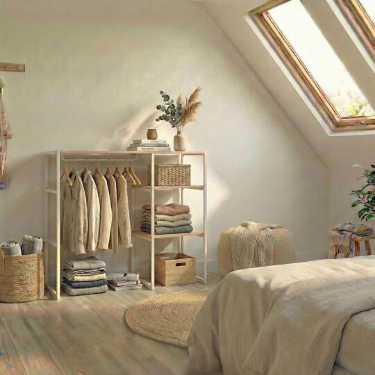 Portant vêtements sous combles penderie et étagères 100x85cm