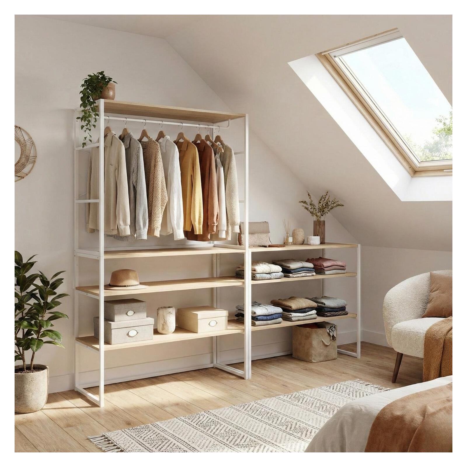 Lot de 3 portants vêtements sous combles modulables 300x85cm