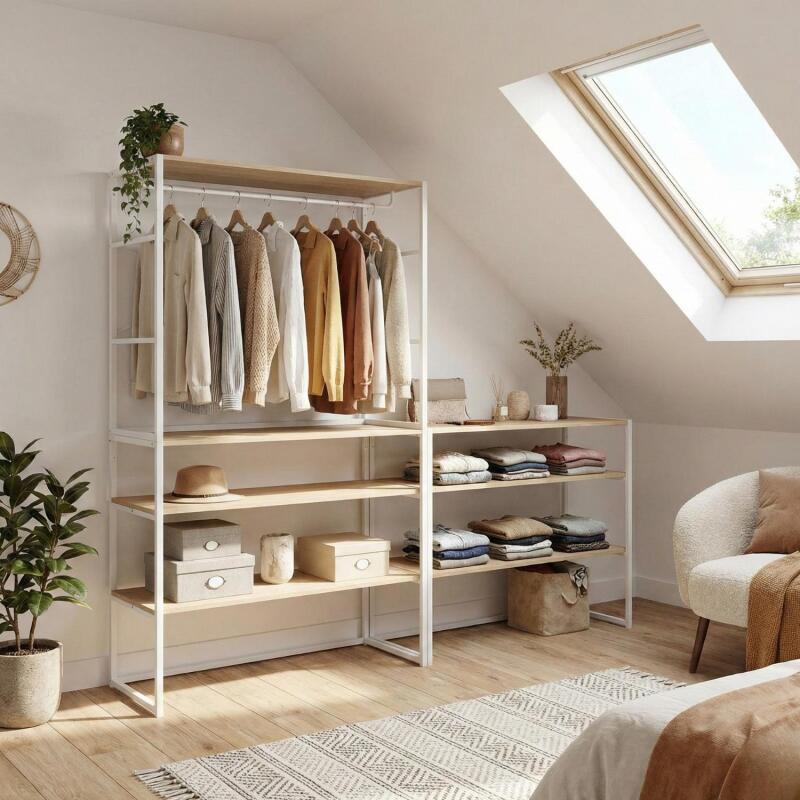 Lot de 3 portants vêtements sous combles modulables 300x85cm