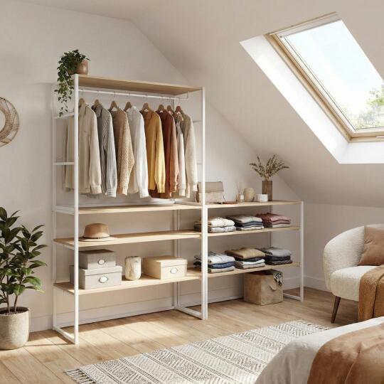 Lot de 3 portants vêtements sous combles modulables 300x85cm