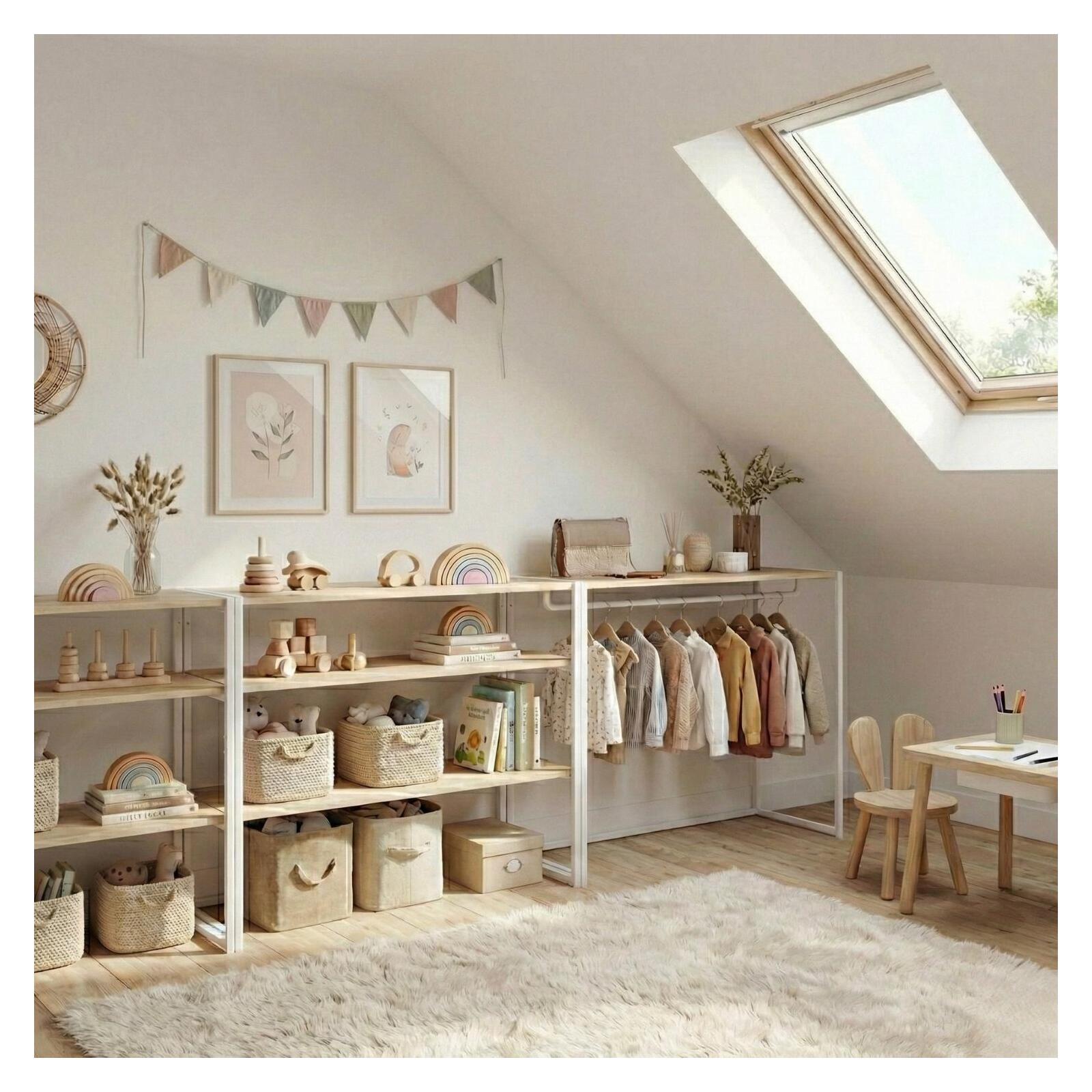 Lot de 3 portants vêtements sous combles modulables 300x85cm