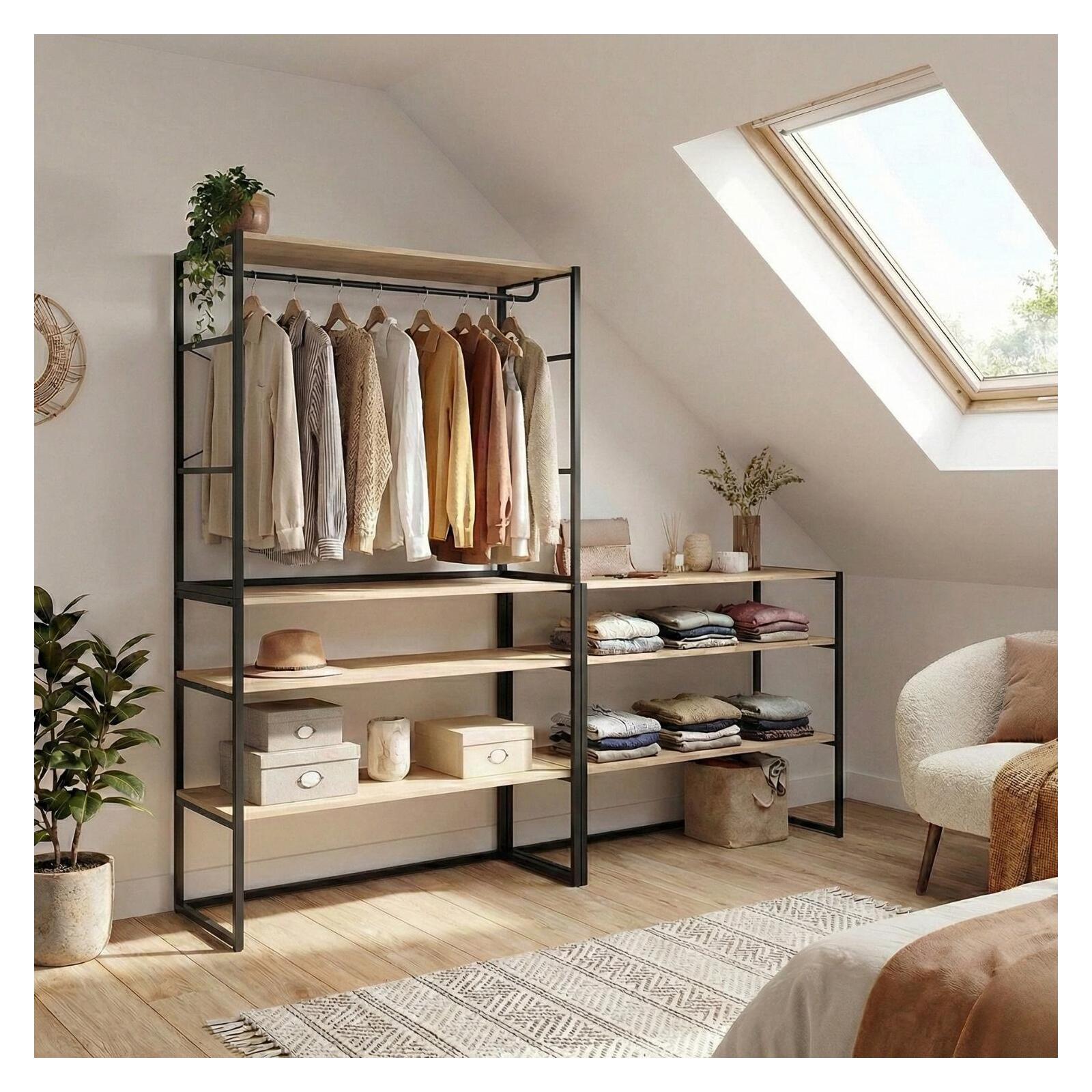 Lot de 3 portants vêtements sous combles modulables 300x85cm