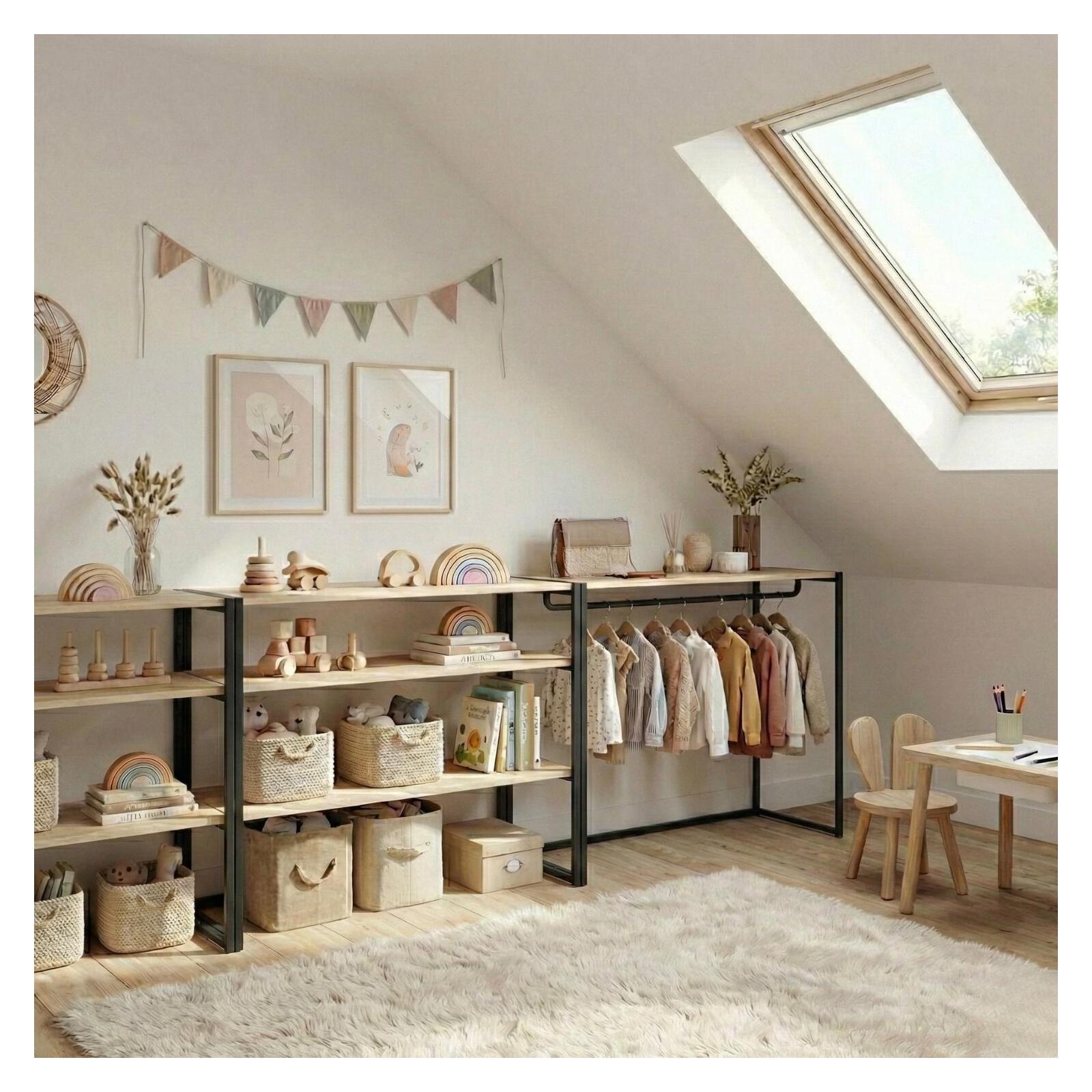 Lot de 3 portants vêtements sous combles modulables 300x85cm