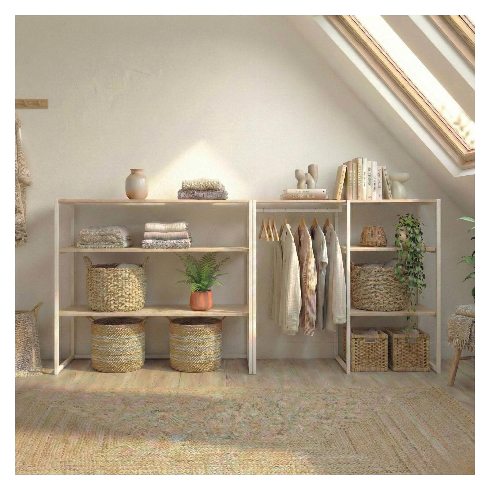 Lot de 2 portants vêtements sous combles modulables 200x85cm