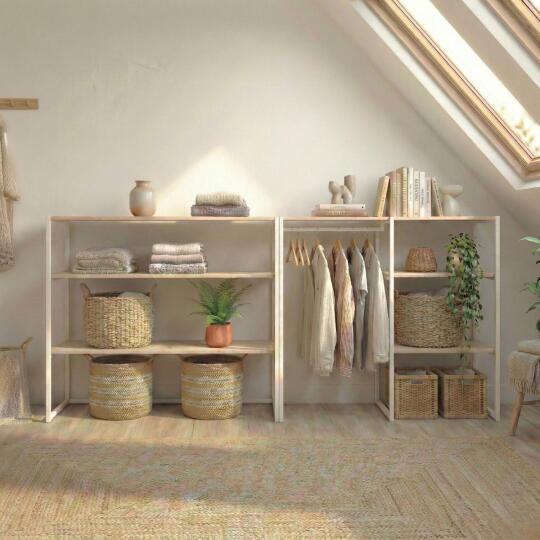 Lot de 2 portants vêtements sous combles modulables 200x85cm