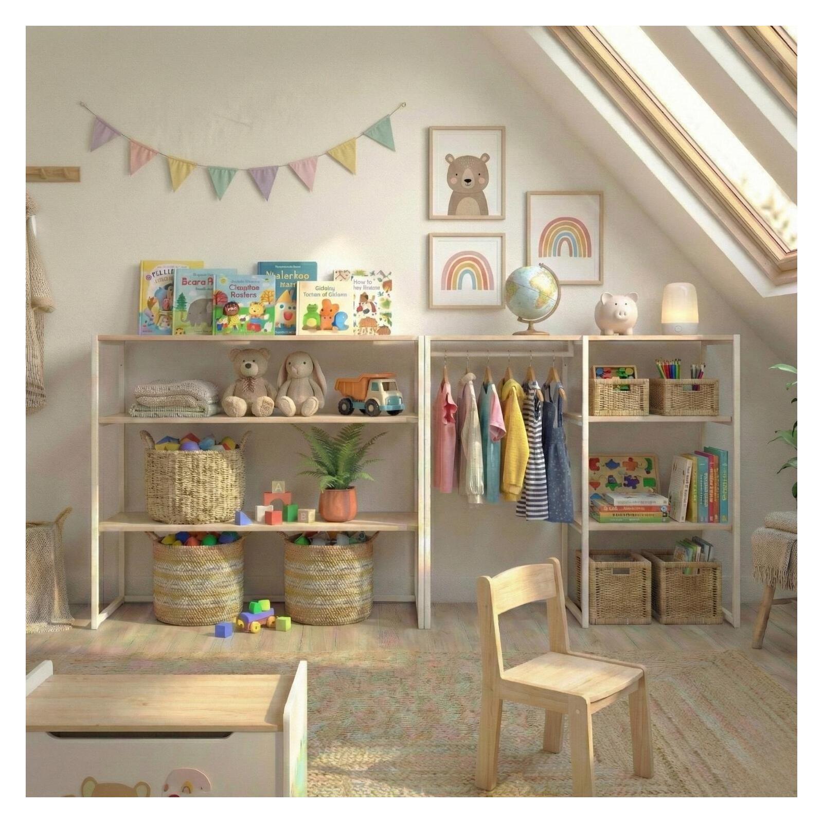 Lot de 2 portants vêtements sous combles modulables 200x85cm