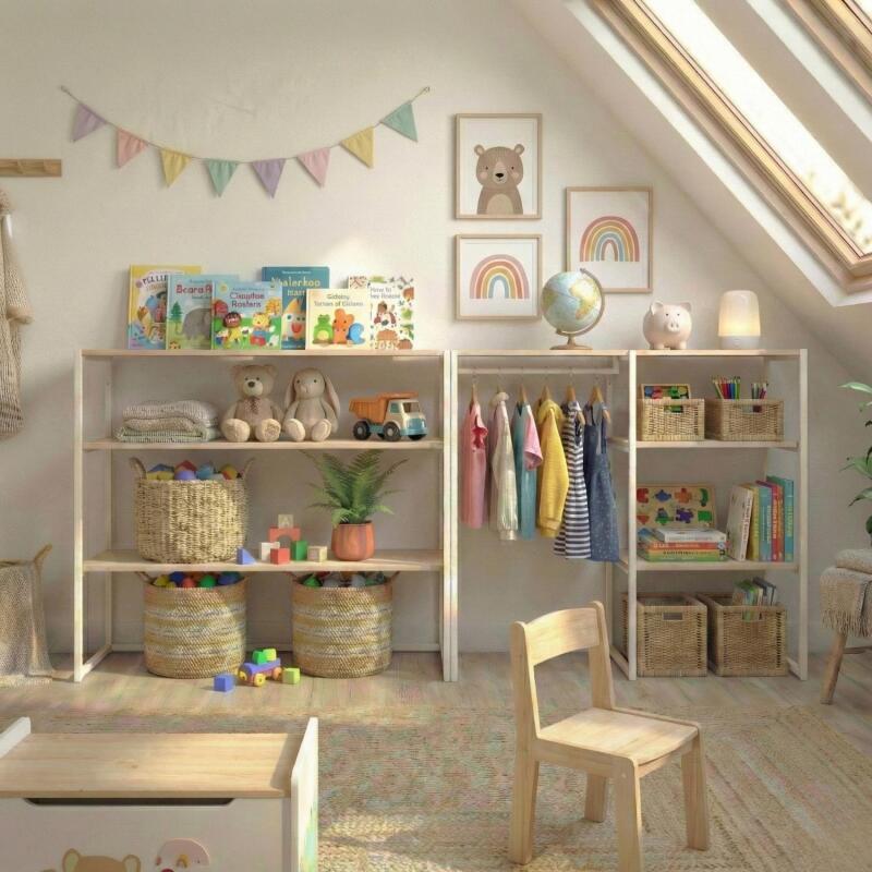 Lot de 2 portants vêtements sous combles modulables 200x85cm