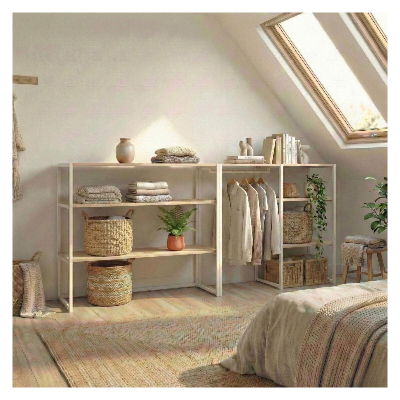 Lot de 2 portants vêtements sous combles modulables 200x85cm