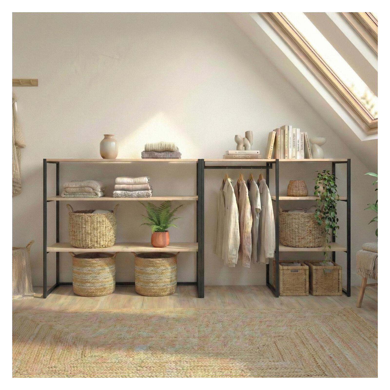 Lot de 2 portants vêtements sous combles modulables 200x85cm