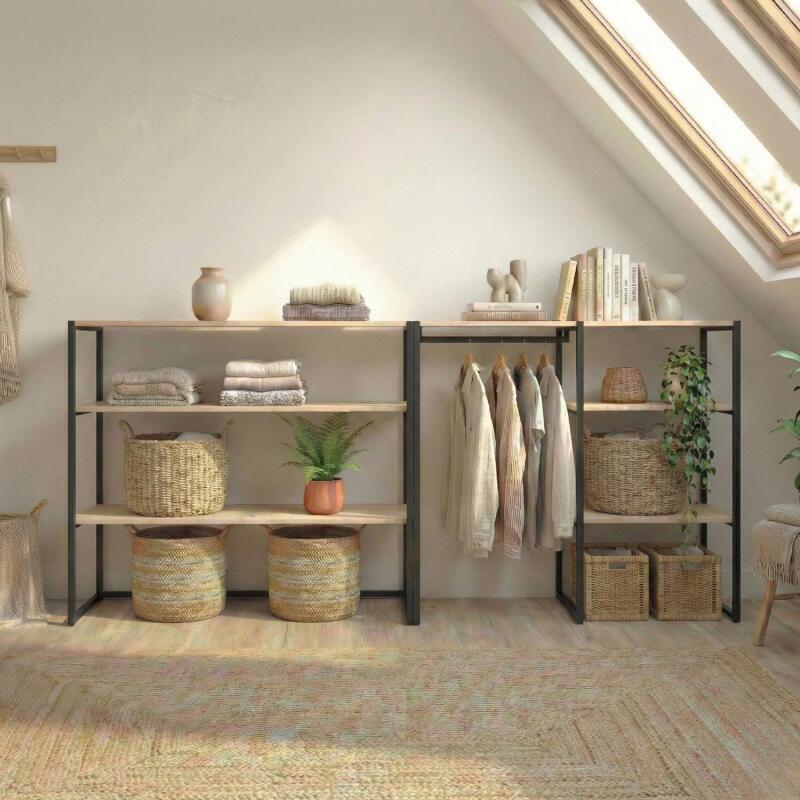 Lot de 2 portants vêtements sous combles modulables 200x85cm