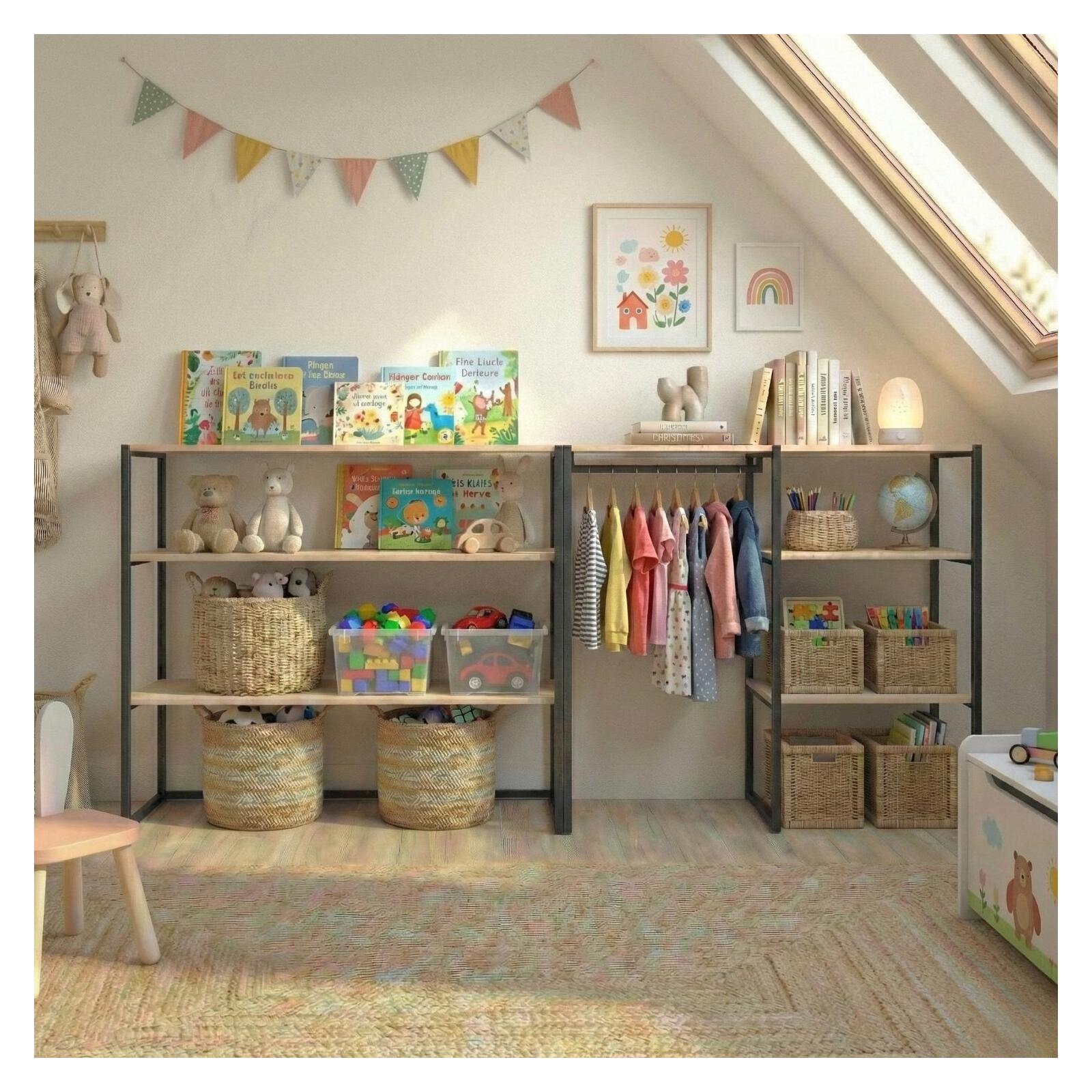 Lot de 2 portants vêtements sous combles modulables 200x85cm