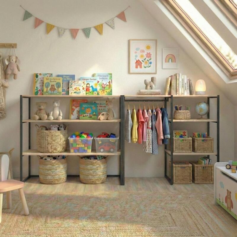 Lot de 2 portants vêtements sous combles modulables 200x85cm