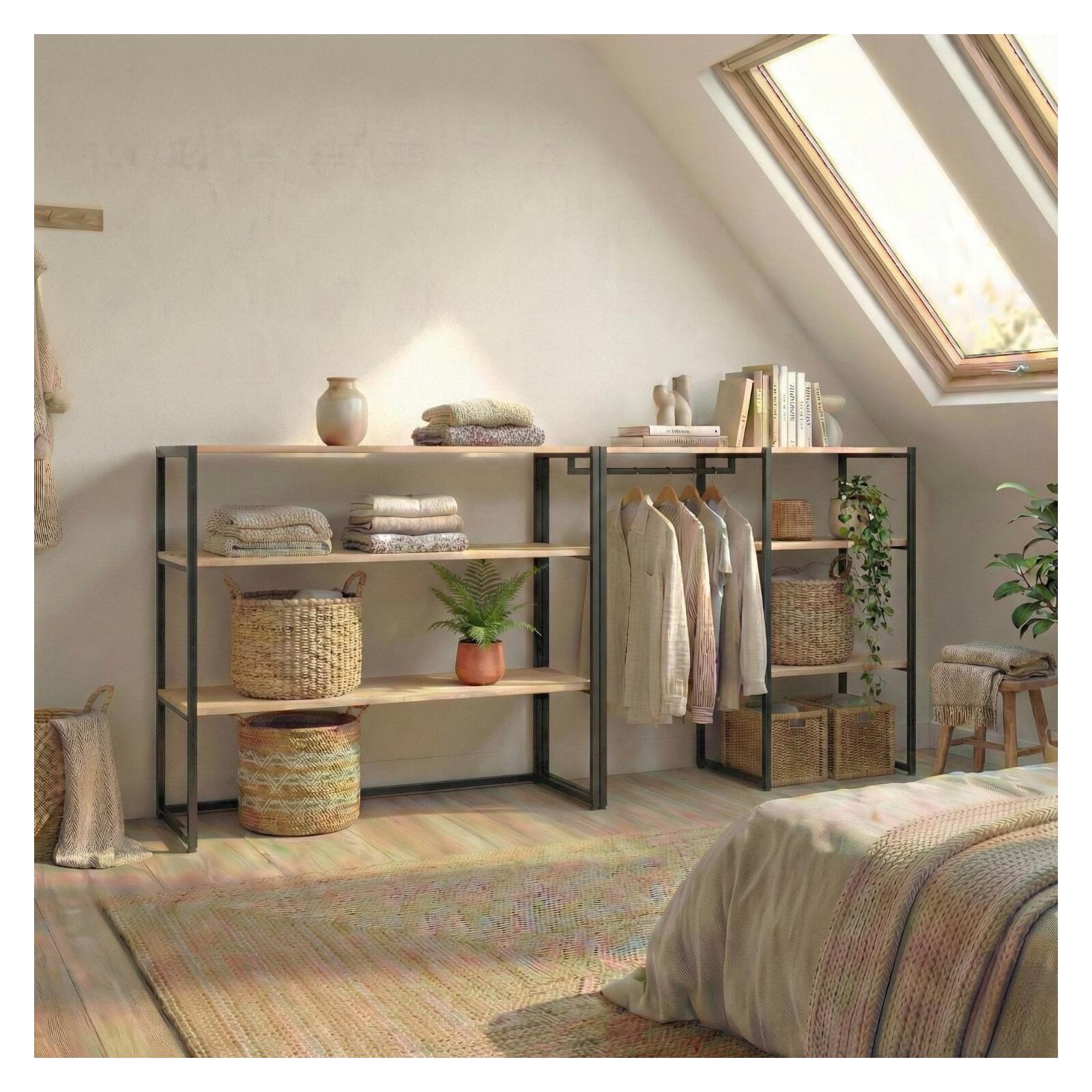 Lot de 2 portants vêtements sous combles modulables 200x85cm