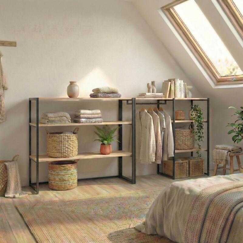 Lot de 2 portants vêtements sous combles modulables 200x85cm