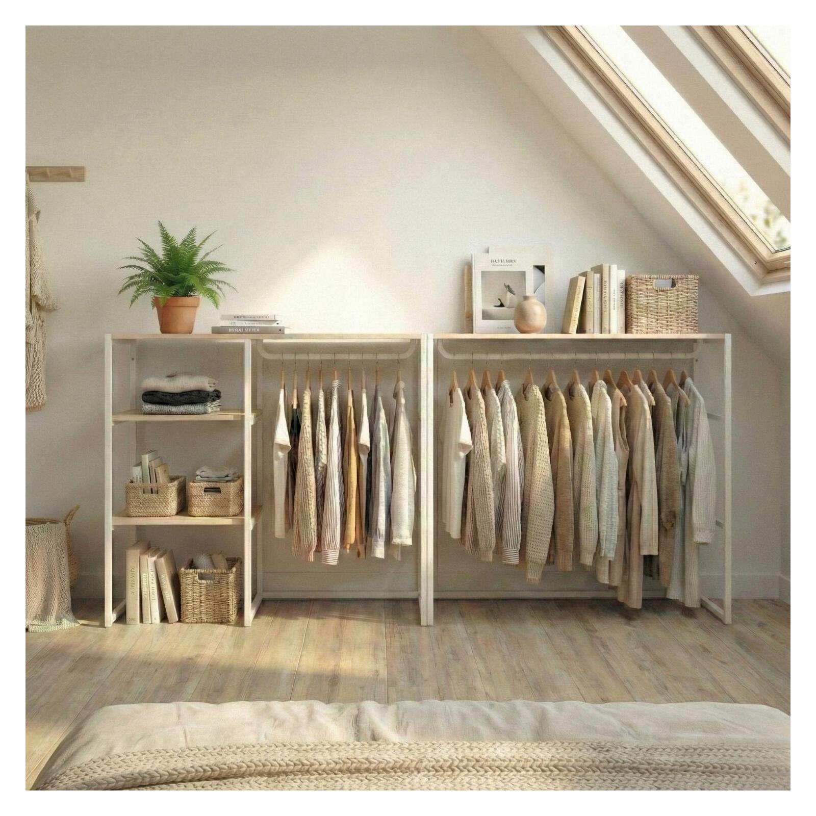 Lot de 2 portants vêtements sous combles modulables 200x85cm