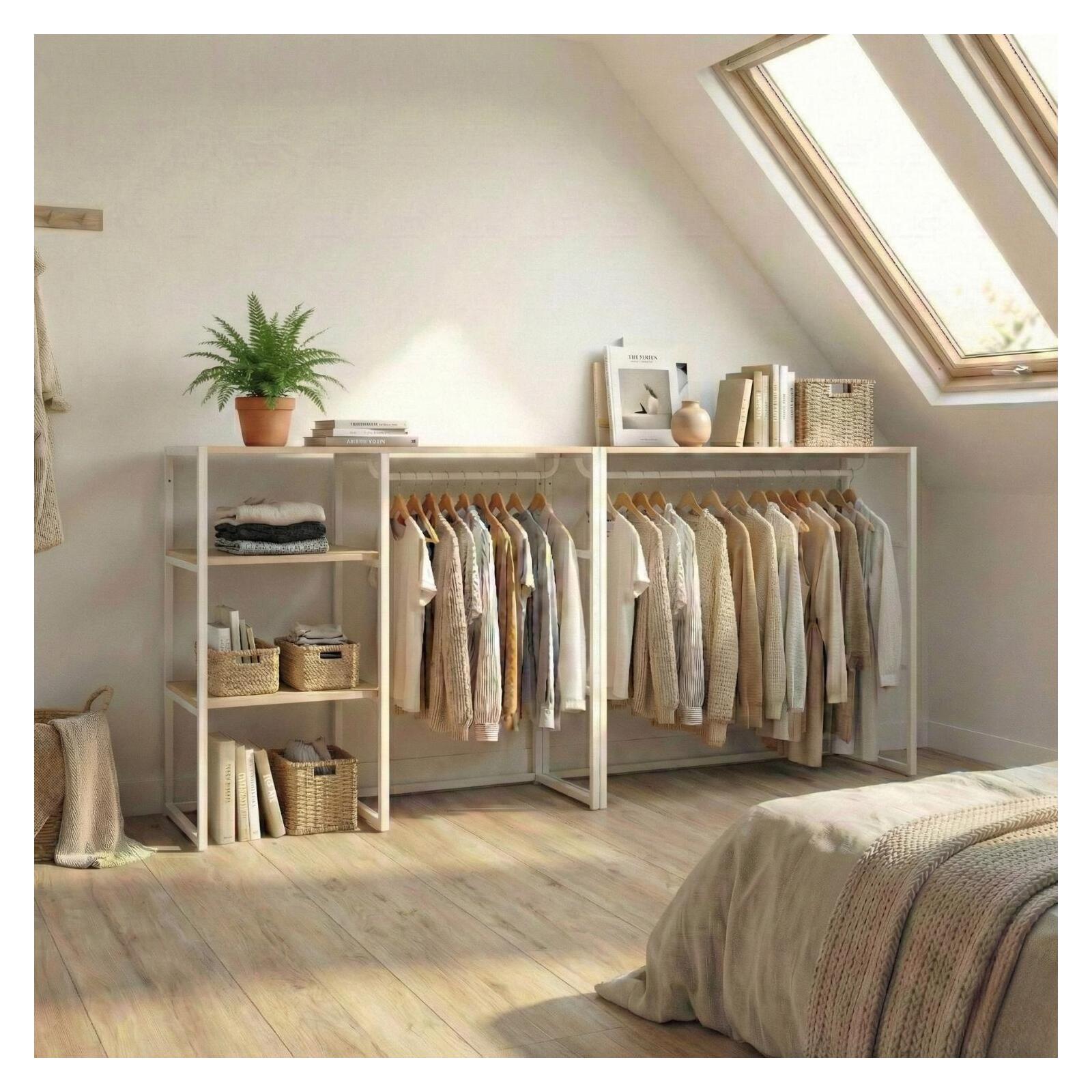 Lot de 2 portants vêtements sous combles modulables 200x85cm