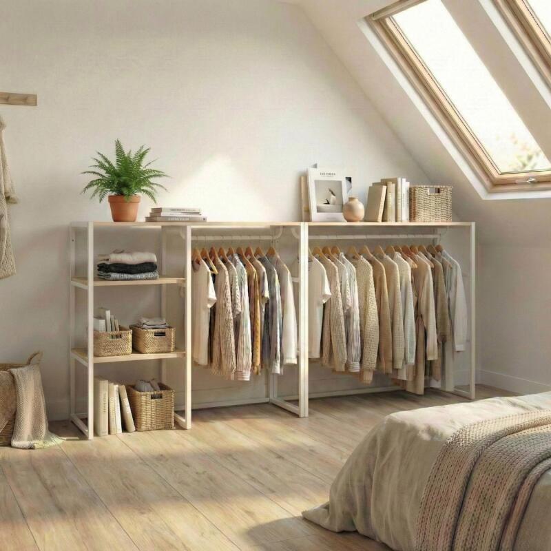 Lot de 2 portants vêtements sous combles modulables 200x85cm