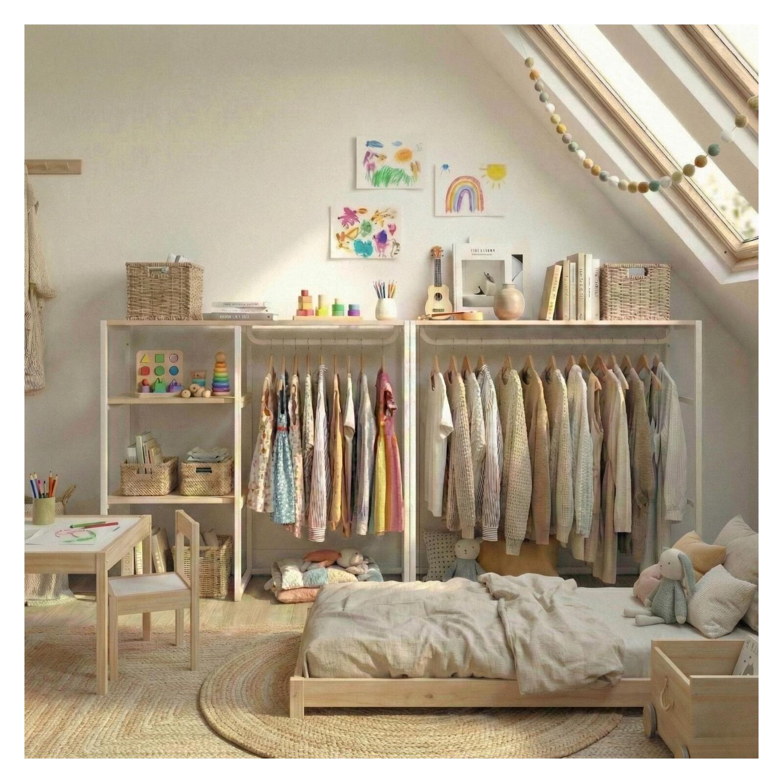 Lot de 2 portants vêtements sous combles modulables 200x85cm