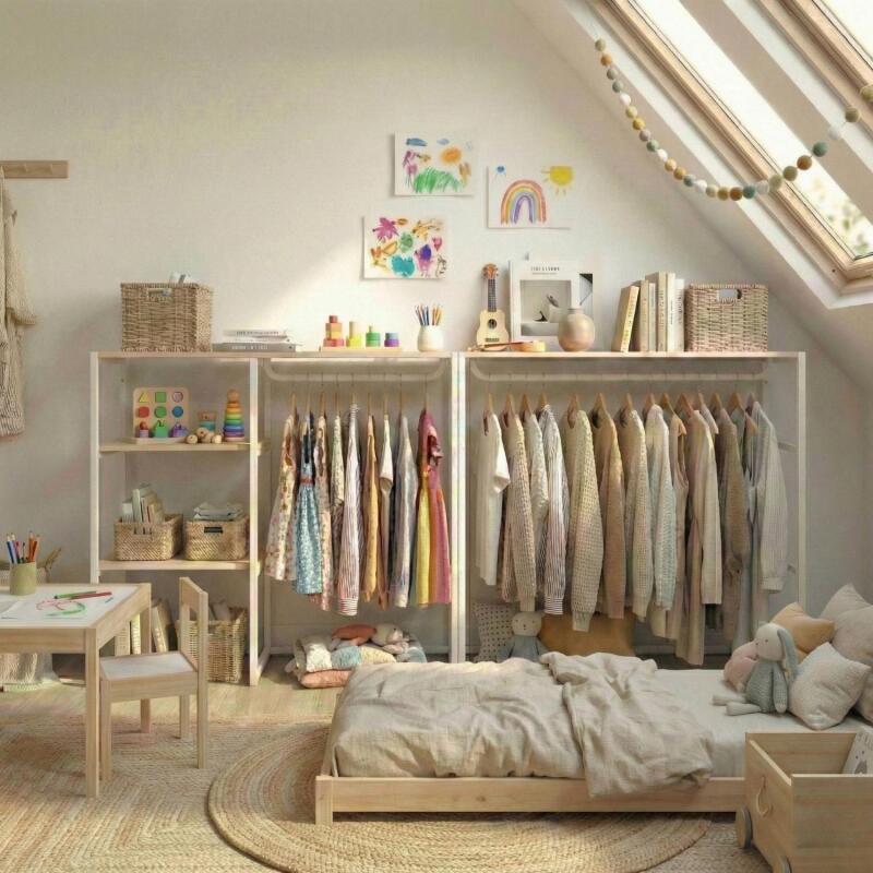 Lot de 2 portants vêtements sous combles modulables 200x85cm