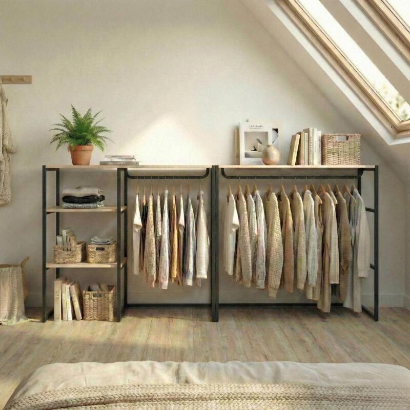 Lot de 2 portants vêtements sous combles modulables 200x85cm