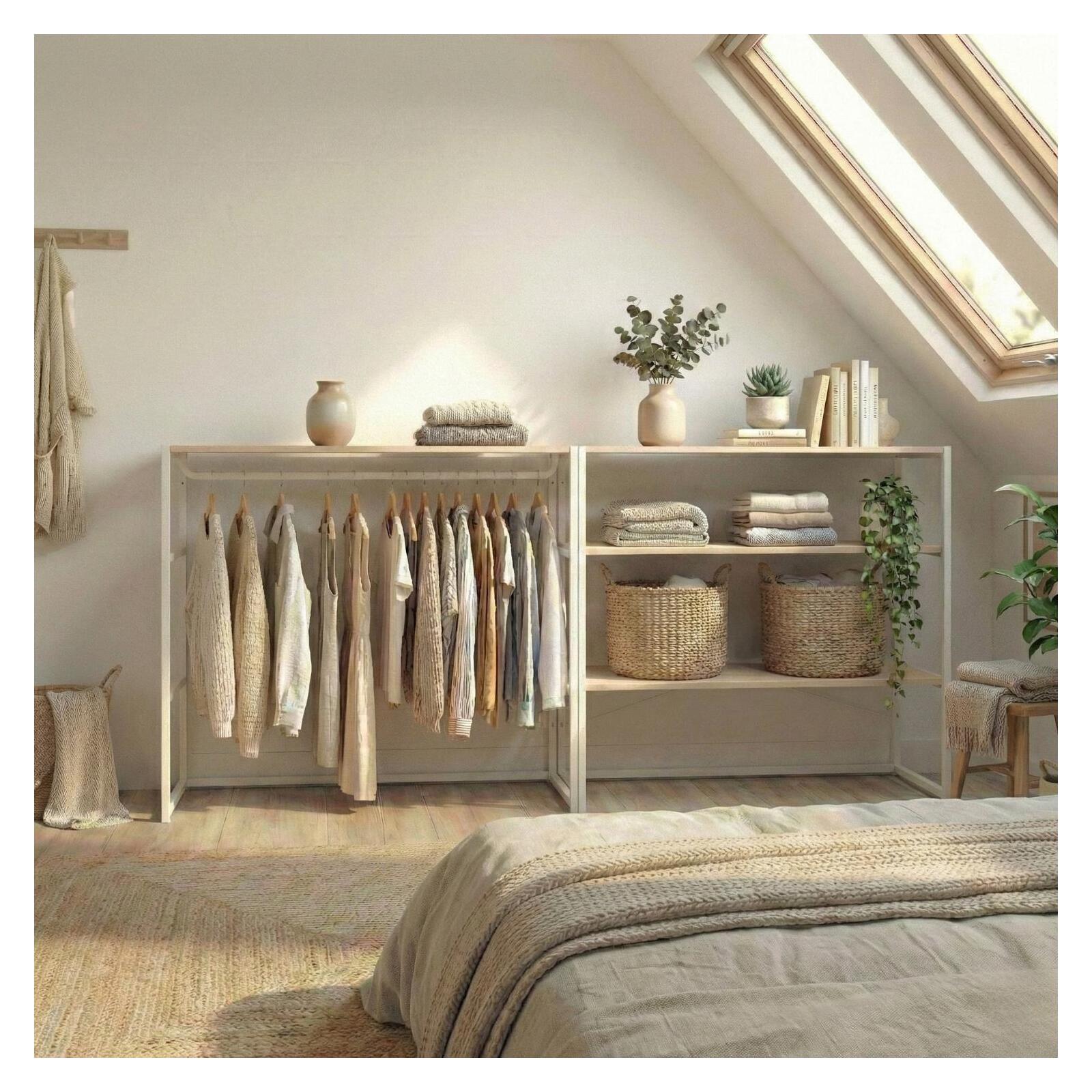 Lot de 2 portants vêtements sous combles  modulables 200x85cm