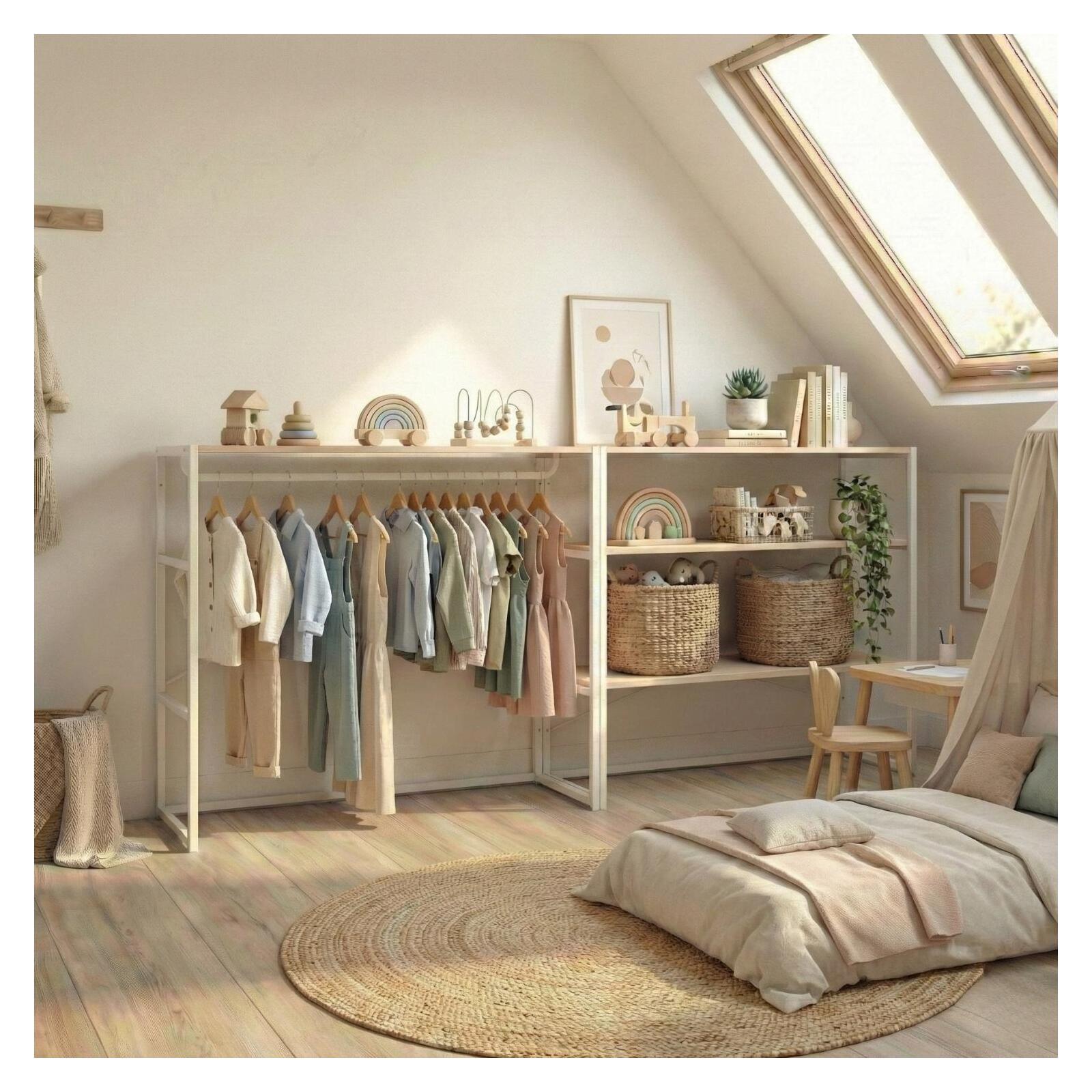 Lot de 2 portants vêtements sous combles  modulables 200x85cm