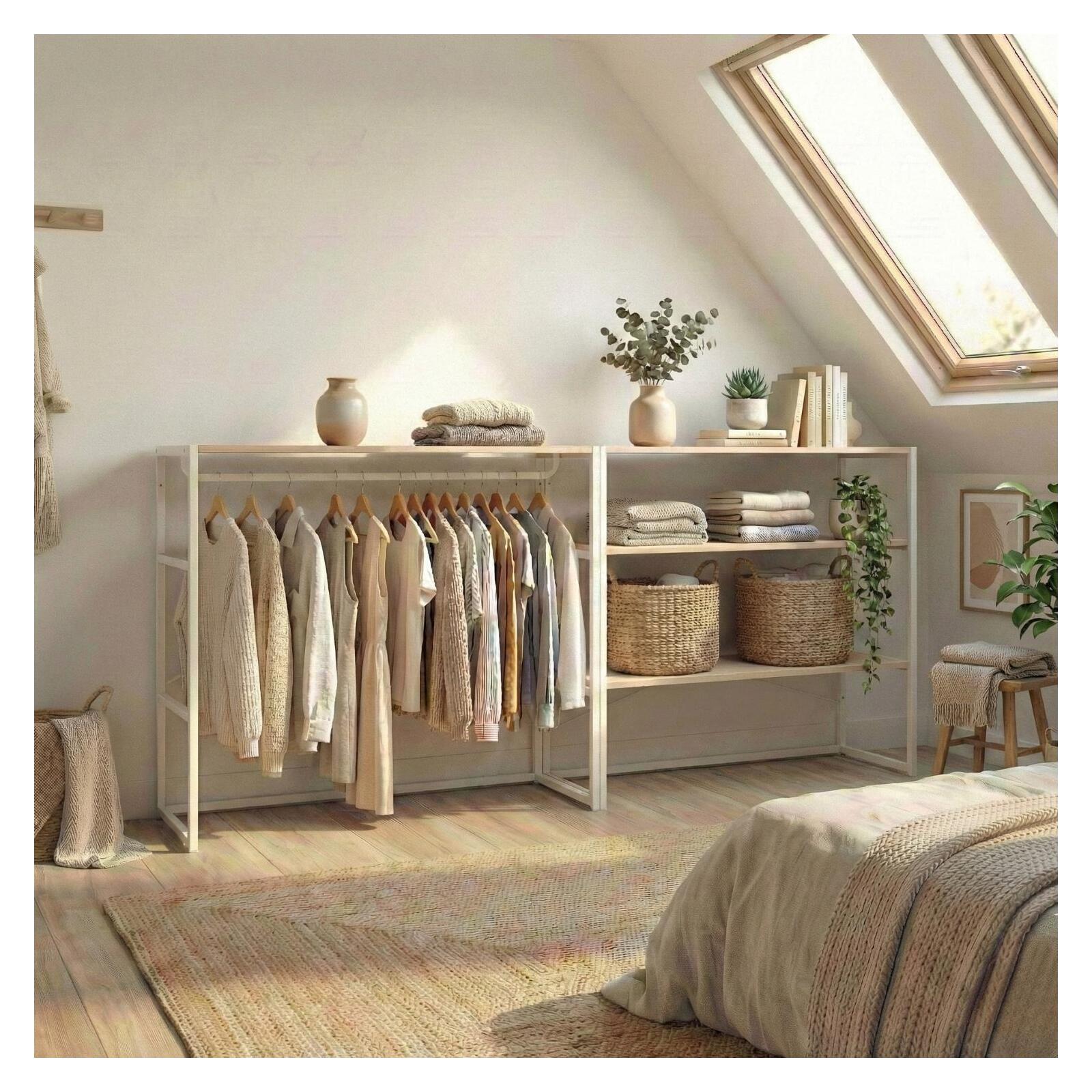 Lot de 2 portants vêtements sous combles  modulables 200x85cm