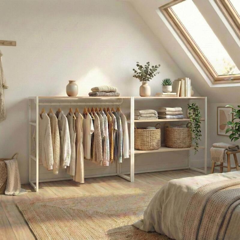 Lot de 2 portants vêtements sous combles  modulables 200x85cm