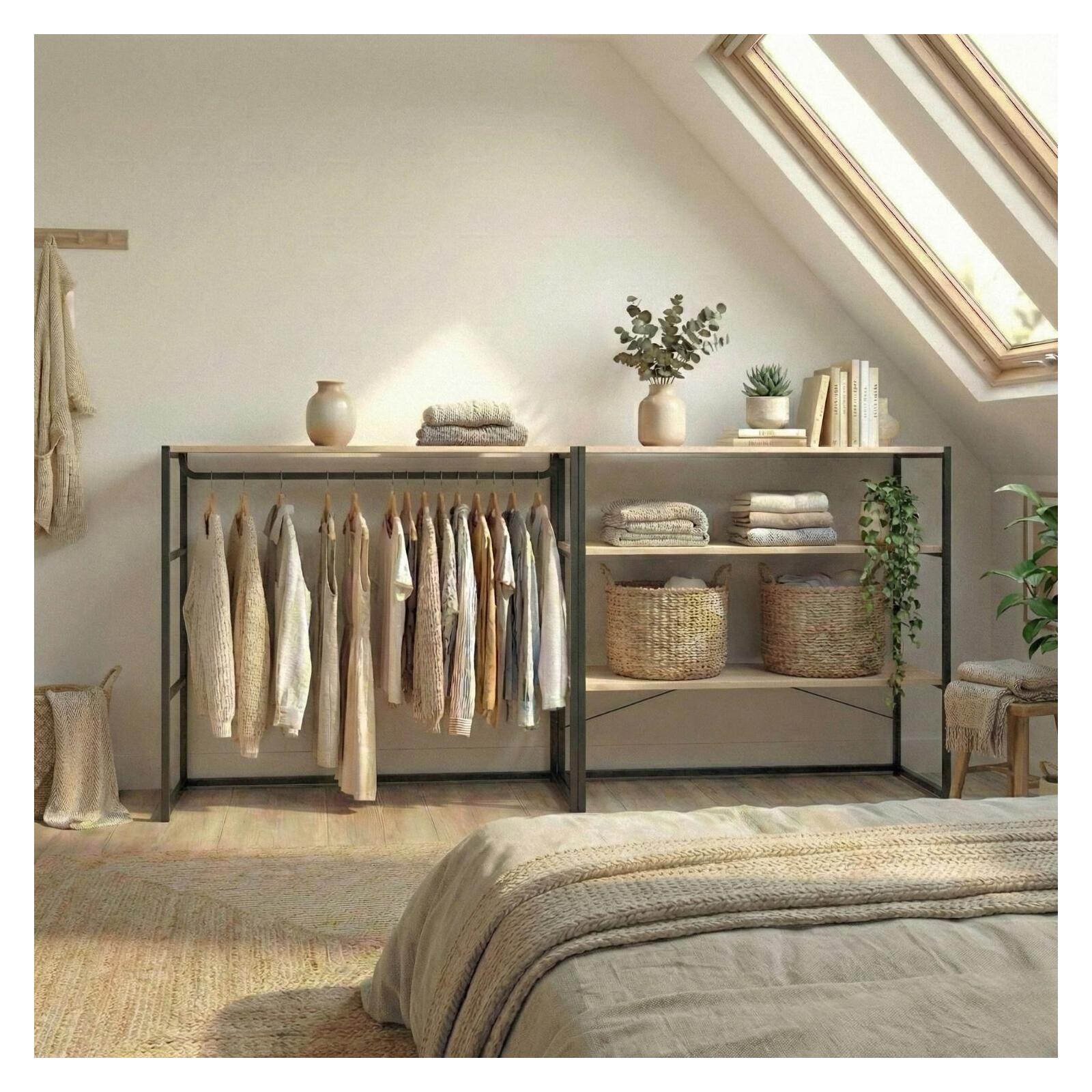 Lot de 2 portants vêtements sous combles  modulables 200x85cm