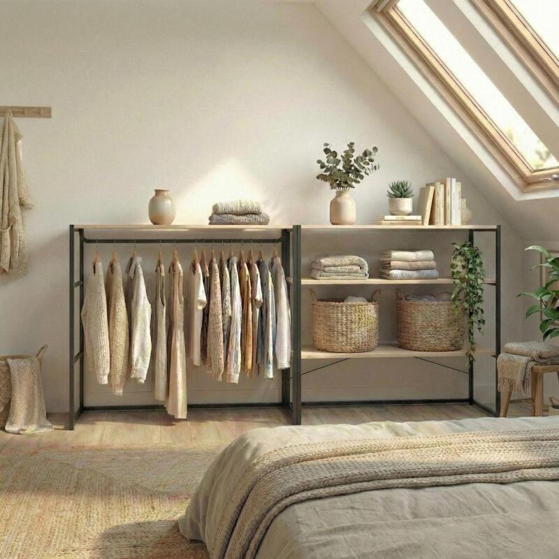 Lot de 2 portants vêtements sous combles  modulables 200x85cm