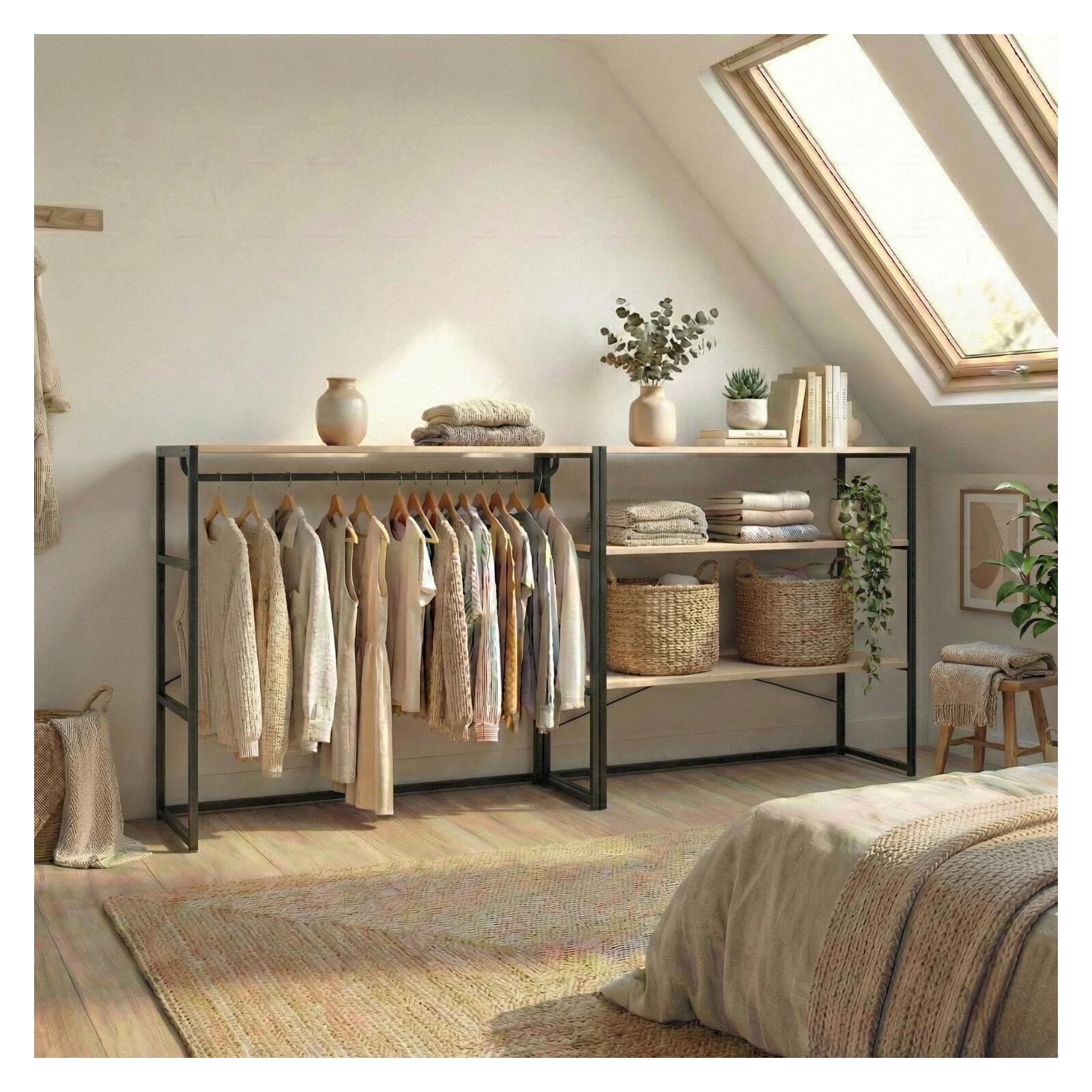 Lot de 2 portants vêtements sous combles  modulables 200x85cm