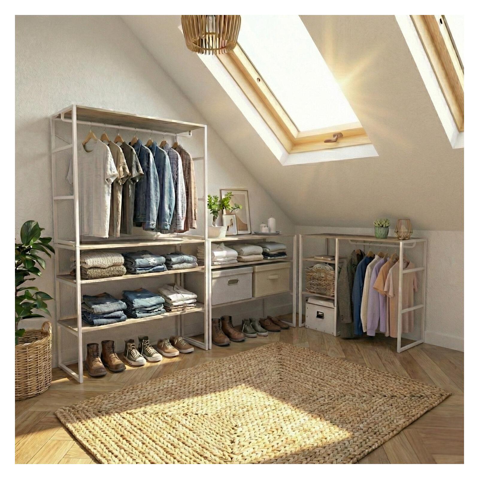 Lot de 4 portants vêtements sous combles modulables 400x85cm