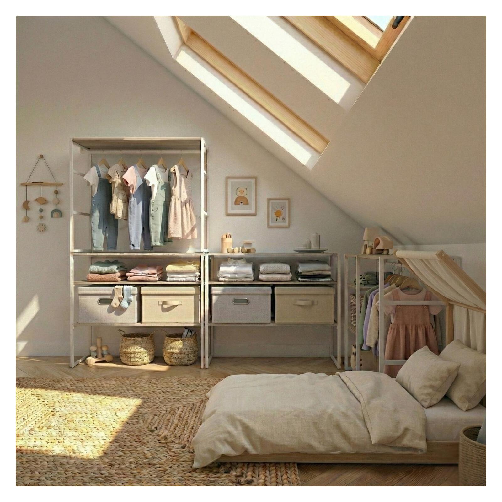 Lot de 4 portants vêtements sous combles modulables 400x85cm