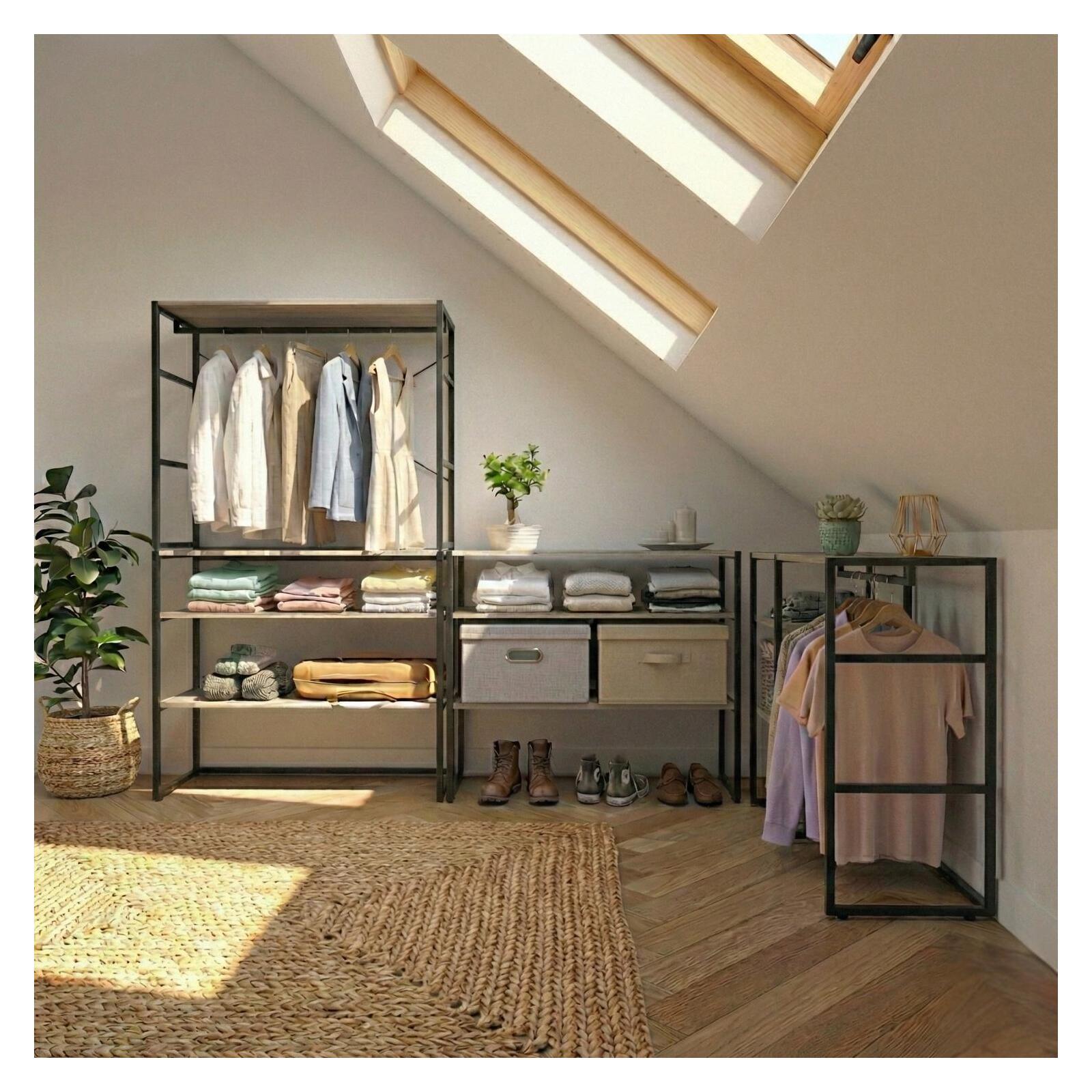 Lot de 4 portants vêtements sous combles modulables 400x85cm