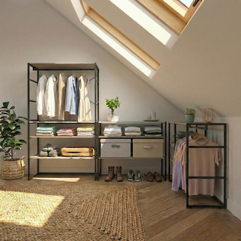 Lot de 4 portants vêtements sous combles modulables 400x85cm