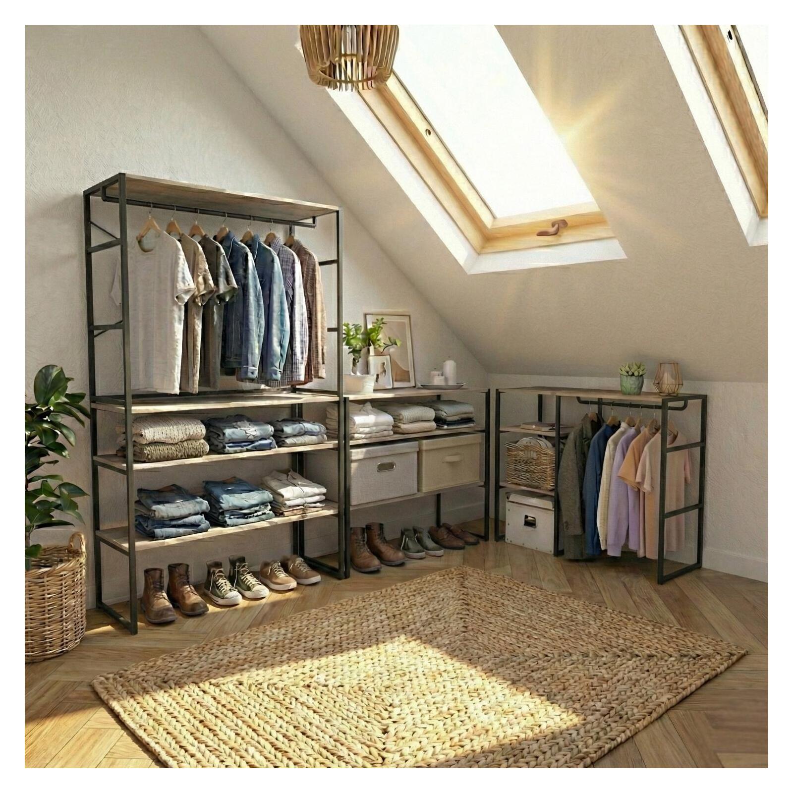 Lot de 4 portants vêtements sous combles modulables 400x85cm